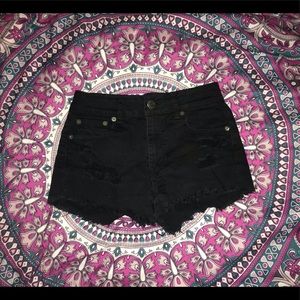 American Eagle Black Ripped Shorts Size 0